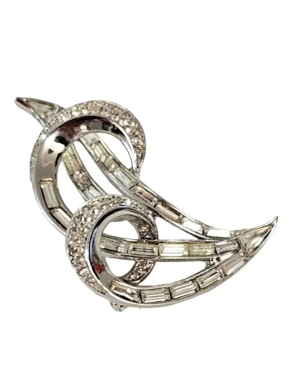 Trifari rhodium plated